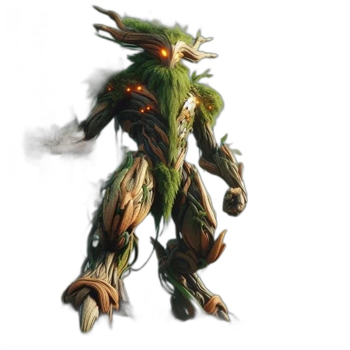 creature, dragon, staff, tree, concept art, fantasy art, 3d render, massive transparent PNG cut-out