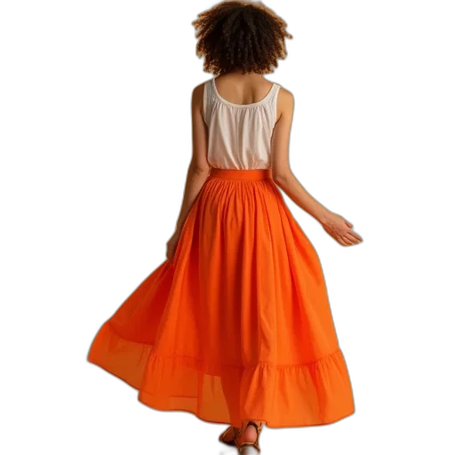dress, monochrome, earth tones, colorful, woman, orange, midi, skirt transparent PNG cut-out