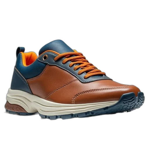 shoes, 3d render, tan, blue transparent PNG cut-out
