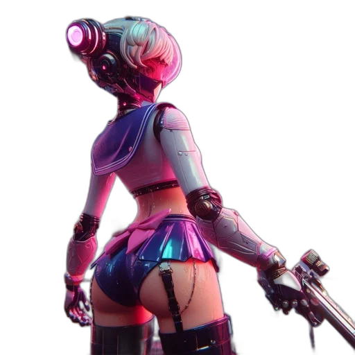 robot, weapon, staff, jacket transparent PNG cut-out
