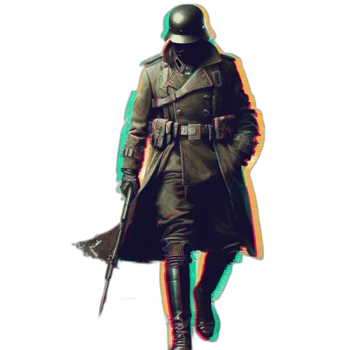 jacket, staff, sword, weapon, concept art, cyberpunk, pixel art, comic book art transparent PNG cut-out