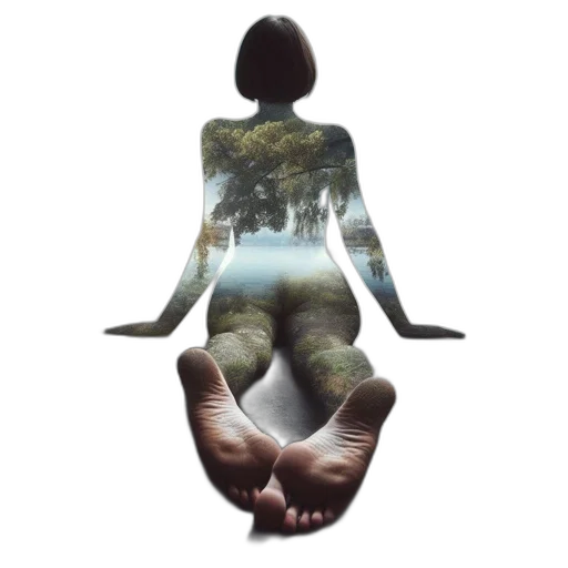 concept art, 3d render, photorealistic, fantasy art, woman, sits, before, peaceful transparent PNG cut-out