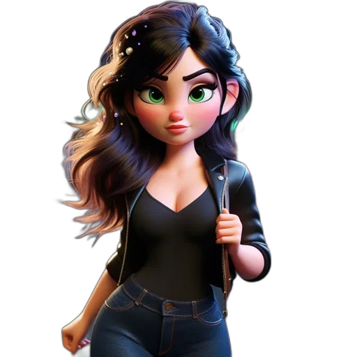 staff, jacket, cartoon, 3d render, concept art, fantasy art, animated, female transparent PNG cut-out