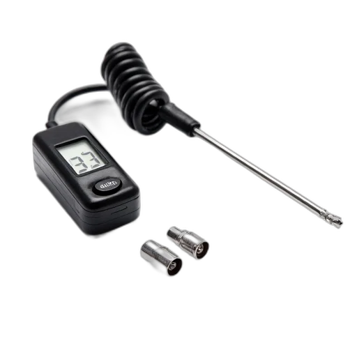 staff, weapon, digital, thermometer, black, cable, metal, probe transparent PNG cut-out