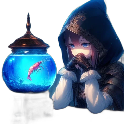 bottle, creature, mask, weapon, fantasy art, concept art, pixel art, vaporwave transparent PNG cut-out