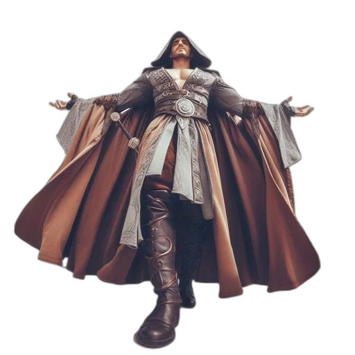 jacket, concept art, 3d render, fantasy art, earth tones, dark, elaborately, costumed transparent PNG cut-out