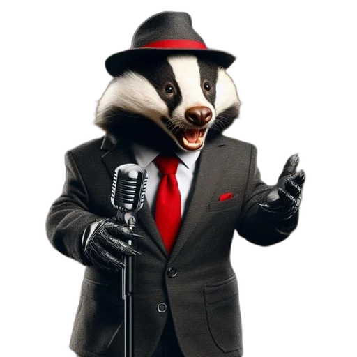 animal, jacket, staff, creature, concept art, 3d render, badger, dressed transparent PNG cut-out