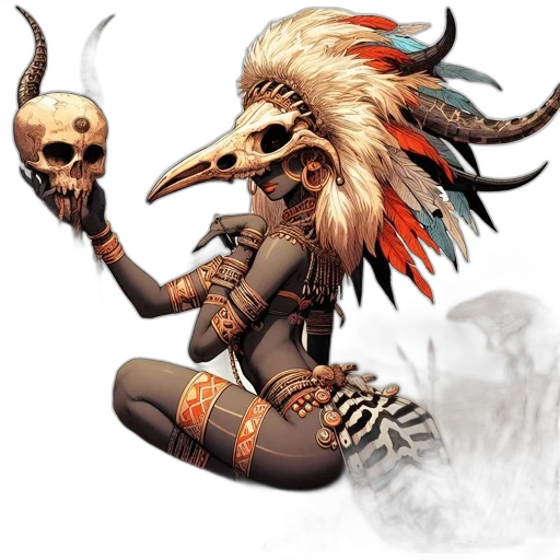 mask, staff, concept art, fantasy art, 3d render, pixel art, character, tribal transparent PNG cut-out