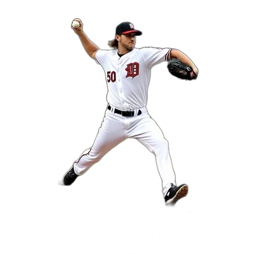 baseball, card, featuring, pitcher, white, uniform, number, front transparent PNG cut-out