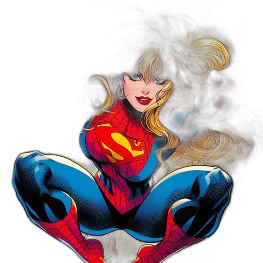 comic book art, concept art, fantasy art, cartoon, blonde-haired, female, superhero, dressed transparent PNG cut-out