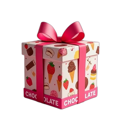 second, image, shows, same, stylized, chocolate, gift, box transparent PNG cut-out