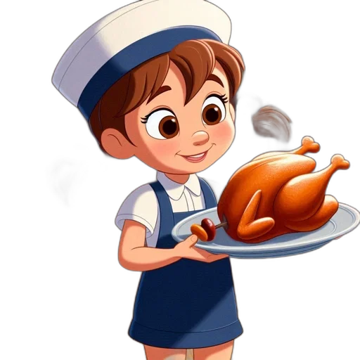food, staff, cartoon, 3d render, concept art, pixel art, young, girl transparent PNG cut-out