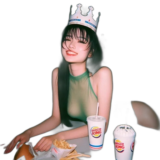 crown, food, dress, hat, photorealistic, vaporwave, concept art, oil painting transparent PNG cut-out