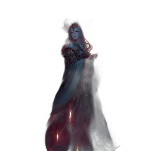 dress, staff, creature, crown, concept art, fantasy art, watercolor, comic book art transparent PNG cut-out
