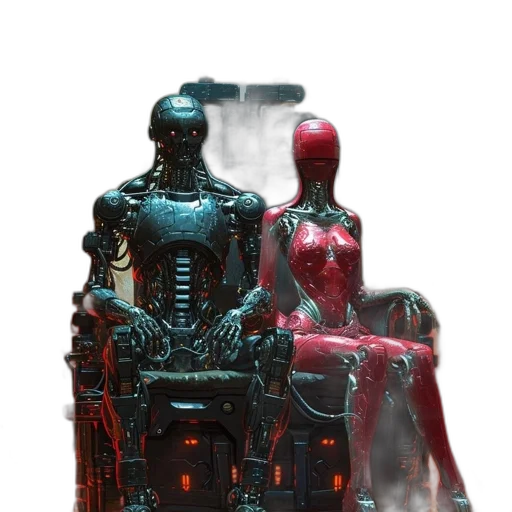 robot, dress, jacket, concept art, cyberpunk, comic book art, 3d render, outer space transparent PNG cut-out