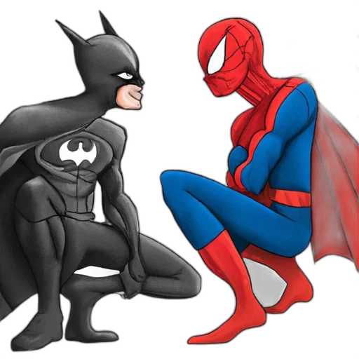 comic book art, concept art, 3d render, cartoon, two, iconic, superhero, characters transparent PNG cut-out