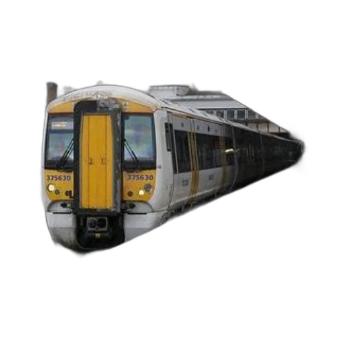 3d render, photorealistic, yellow, white, train, number, 375630, front transparent PNG cut-out