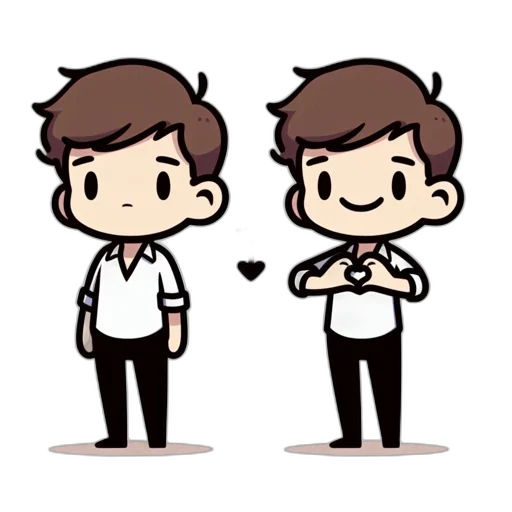 cartoon, pixel art, concept art, anime, monochrome, two, characters, displayed transparent PNG cut-out