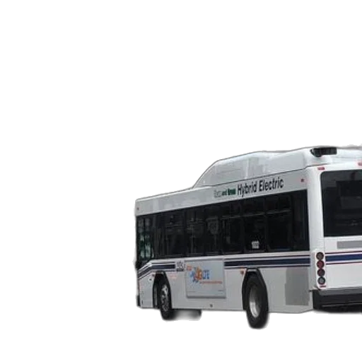 3d render, two, white, buses, one, labeled, hybrid, electric transparent PNG cut-out