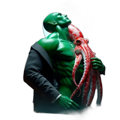 creature, animal, mask, jacket, concept art, 3d render, photorealistic, comic book art transparent PNG cut-out