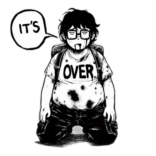 jacket, comic book art, concept art, cartoon, distressed, teen, glasses, sporting transparent PNG cut-out