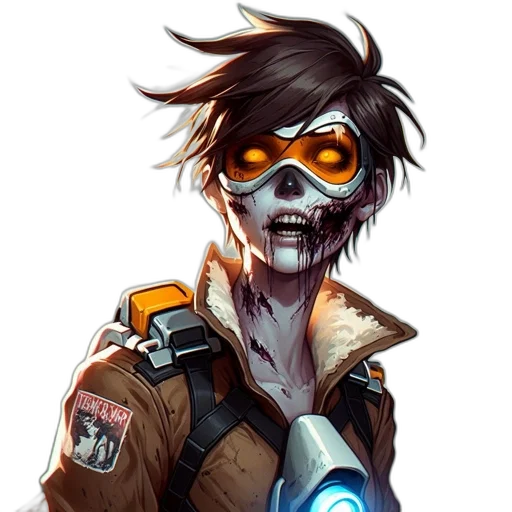 jacket, staff, face, robot, cyberpunk, concept art, comic book art, fantasy art transparent PNG cut-out