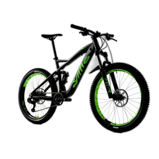 3d render, photorealistic, green, black, mountain, bike, seat, handlebars transparent PNG cut-out