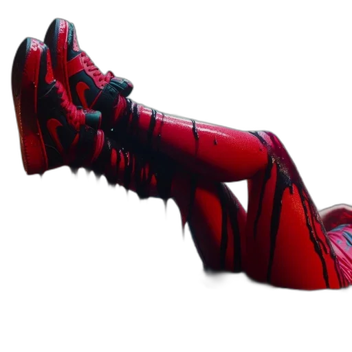 shoes, weapon, sword, mask, 3d render, photorealistic, concept art, red transparent PNG cut-out