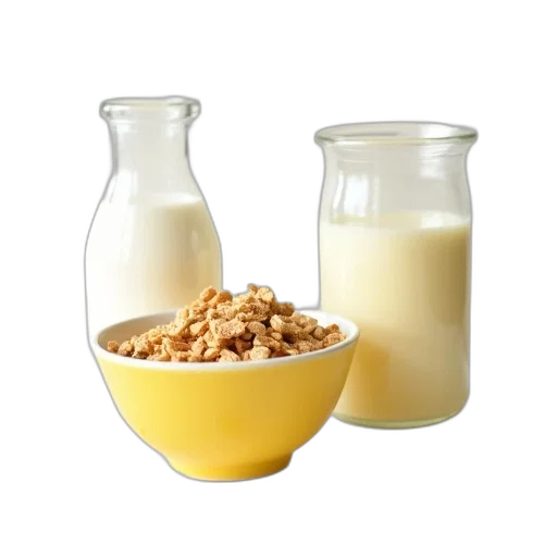 food, bowl, filled, cereal, placed, white, surface, next transparent PNG cut-out