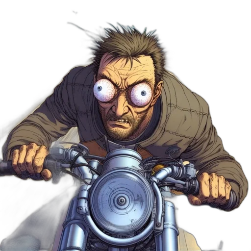 mask, face, jacket, creature, comic book art, concept art, cartoon, cyberpunk transparent PNG cut-out