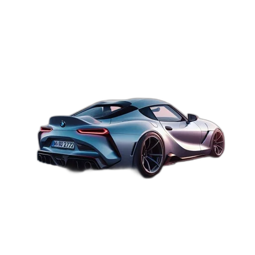car, 3d render, concept art, photorealistic, silver, sports, illuminated, rear transparent PNG cut-out