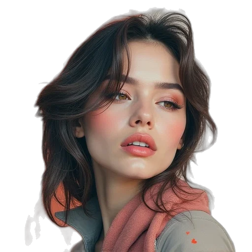 face, jewelry, hair, jacket transparent PNG cut-out