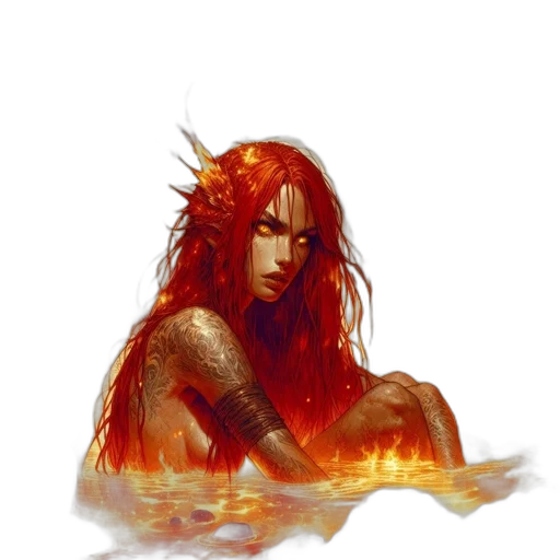 dragon, fantasy art, concept art, comic book art, watercolor, fire, red, golden transparent PNG cut-out