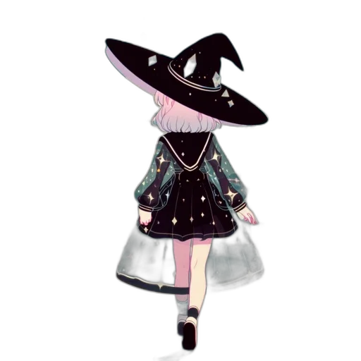 dress, hat, staff, jacket, concept art, 3d render, fantasy art, pixel art transparent PNG cut-out