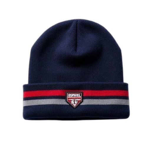 hat, navy, blue, beanie, red, grey, striped, pattern transparent PNG cut-out