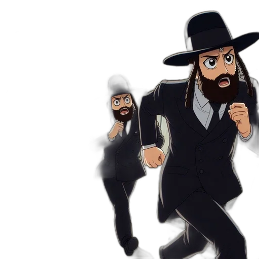 cartoon, concept art, pixel art, comic book art, orthodox, jewish, man, chase transparent PNG cut-out