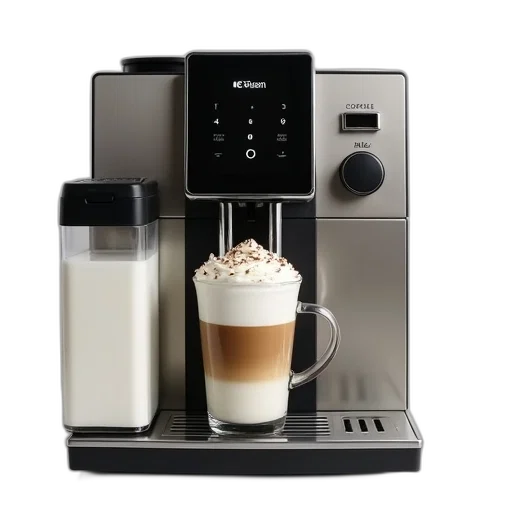 modern, coffee, machine, large, cup, milk, froth, top transparent PNG cut-out