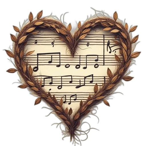 music, heart, shaped, musical transparent PNG cut-out
