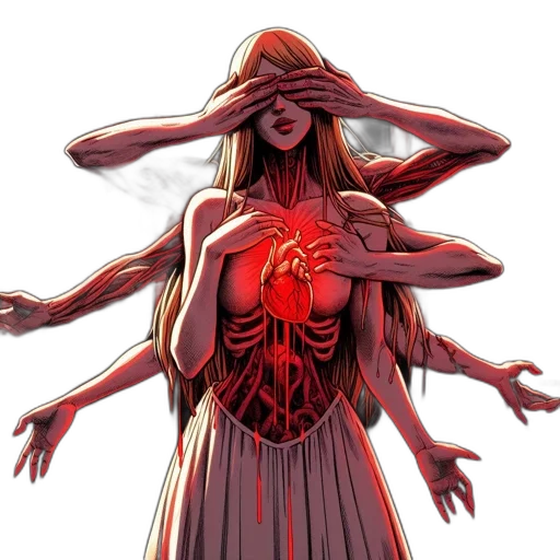 dress, mask, concept art, comic book art, fantasy art, pixel art, red, dark transparent PNG cut-out