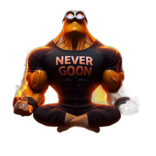 3d render, concept art, cartoon, animated, character, fiery, aura, words transparent PNG cut-out