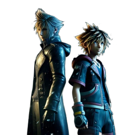 jacket, concept art, 3d render, blue, two, animated, characters, stand transparent PNG cut-out