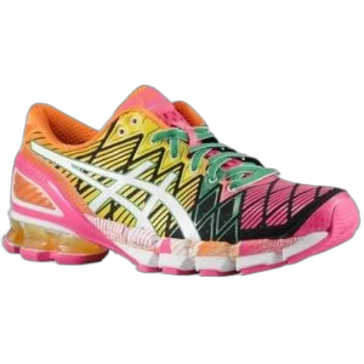 shoes, vibrant, asics, running, shoe, mix, pink, yellow transparent PNG cut-out