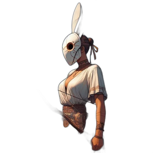 mask, robot, staff, weapon, concept art, pixel art, fantasy art, comic book art transparent PNG cut-out