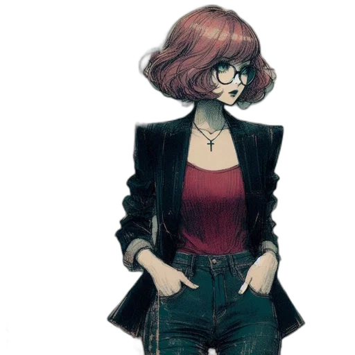 jacket, dress, hair, staff, concept art, comic book art, cartoon, watercolor transparent PNG cut-out