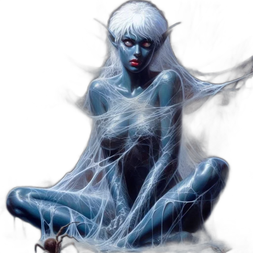 creature, fantasy art, concept art, comic book art, photorealistic, fog, blue, ethereal transparent PNG cut-out