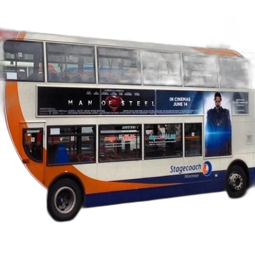 3d render, photorealistic, concept art, double, decker, bus, advertisement, movie transparent PNG cut-out