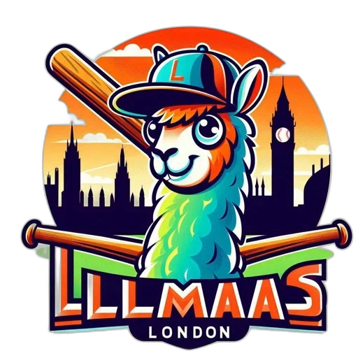 cartoon, llama, wearing, baseball, cap, letter, holds, bat transparent PNG cut-out