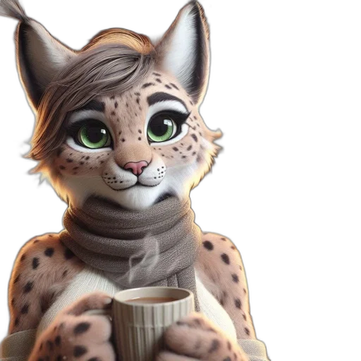 fantasy art, 3d render, concept art, photorealistic, anthropomorphic, feline, lynx-like, fur transparent PNG cut-out