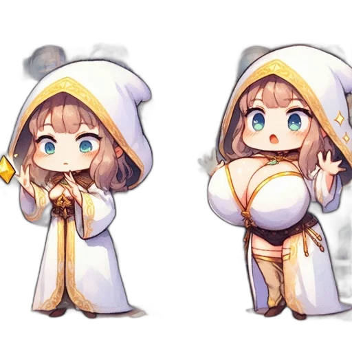 concept art, pixel art, anime, 3d render, two, illustrations, depict, character transparent PNG cut-out
