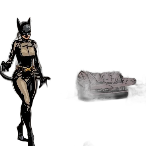 furniture, comic book art, concept art, fantasy art, 3d render, dark, monochrome, woman transparent PNG cut-out